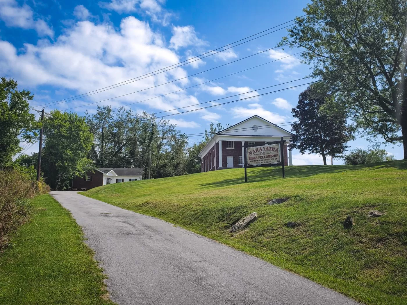 A front view of Maranatha Bible Fellowship.